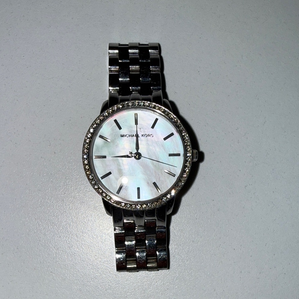 Michael Kors Stainless Steel Watch with Crystal Bezel MK3118